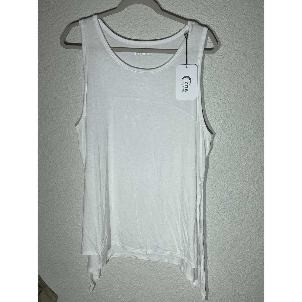 Zyia  NWT Women's White Long Fitness Slit Tank XXL Running Essential